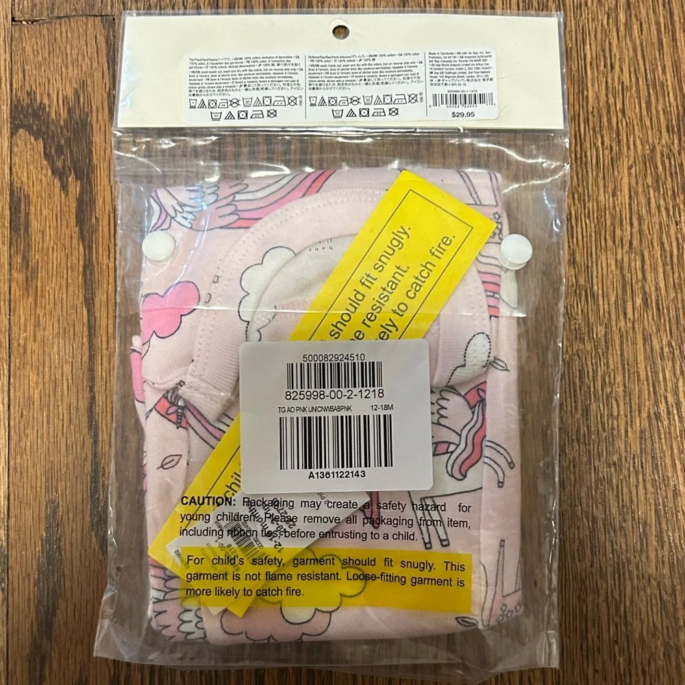 Baby GAP Organic Cotton Unicorn PJ Set 12-18M NWT - Picture 3 of 3